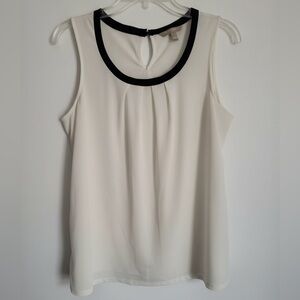 Banana Republic Elegant White Sleeveless Top with Black Trim Sz S